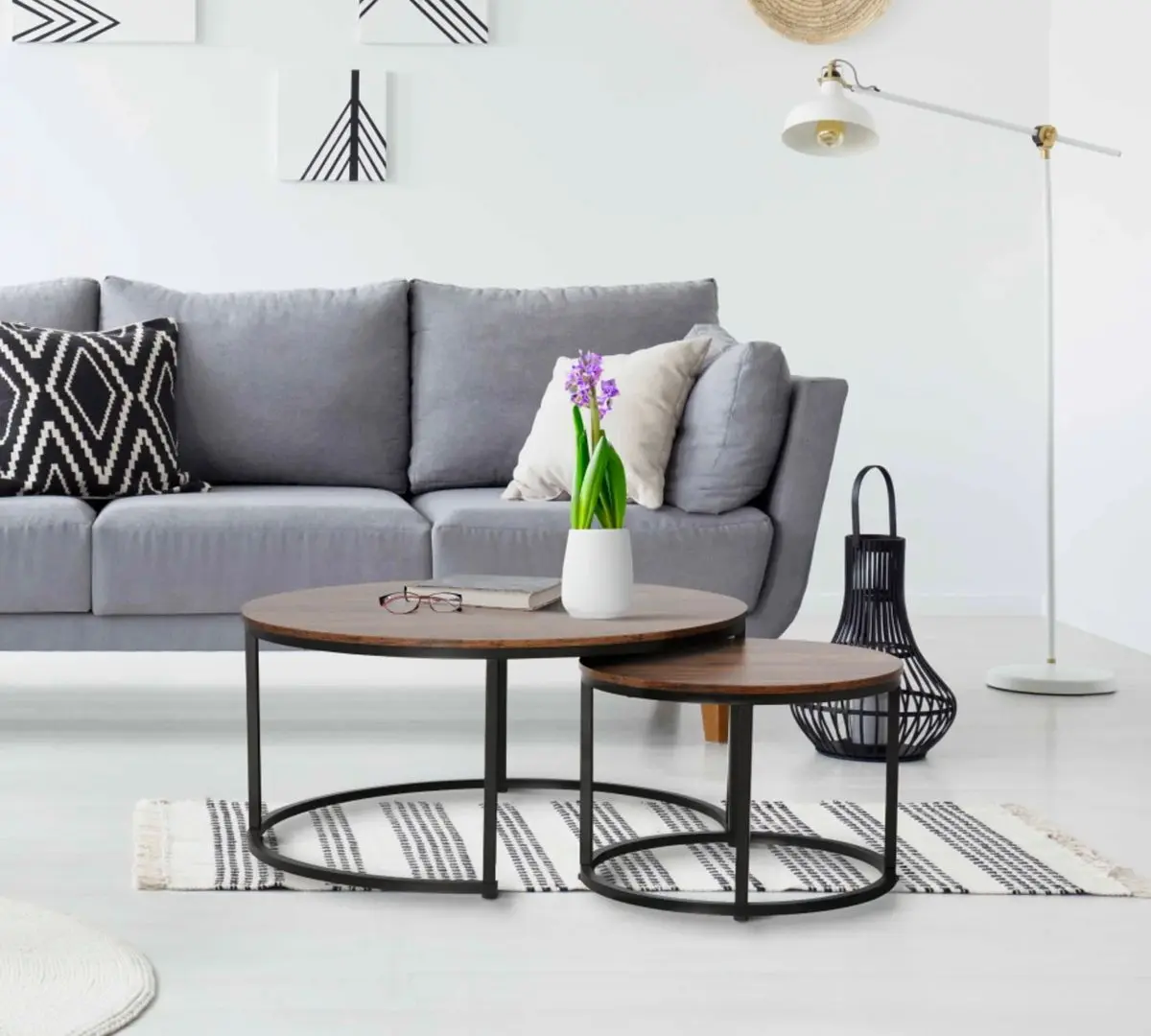 Набор журнальных столиков Tempo Kondela Cirko (Walnut/Black)