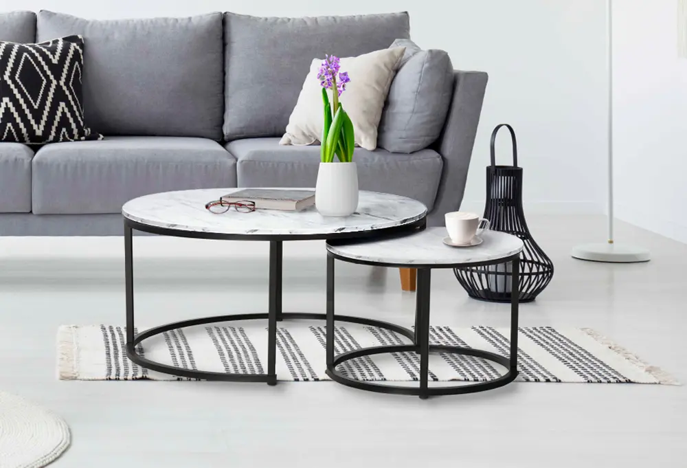 Set masute pentru reviste Tempo Kondela Cirko (White/Black)