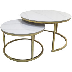 Set masute pentru reviste Tempo Kondela Devnet 3 New 2pcs (White/Gold) Thumb