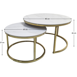 Set masute pentru reviste Tempo Kondela Devnet 3 New 2pcs (White/Gold) Thumb