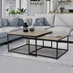 Набор журнальных столиков Tempo Kondela Kastler 2 New Typ 1 (Sonoma Oak/Black)