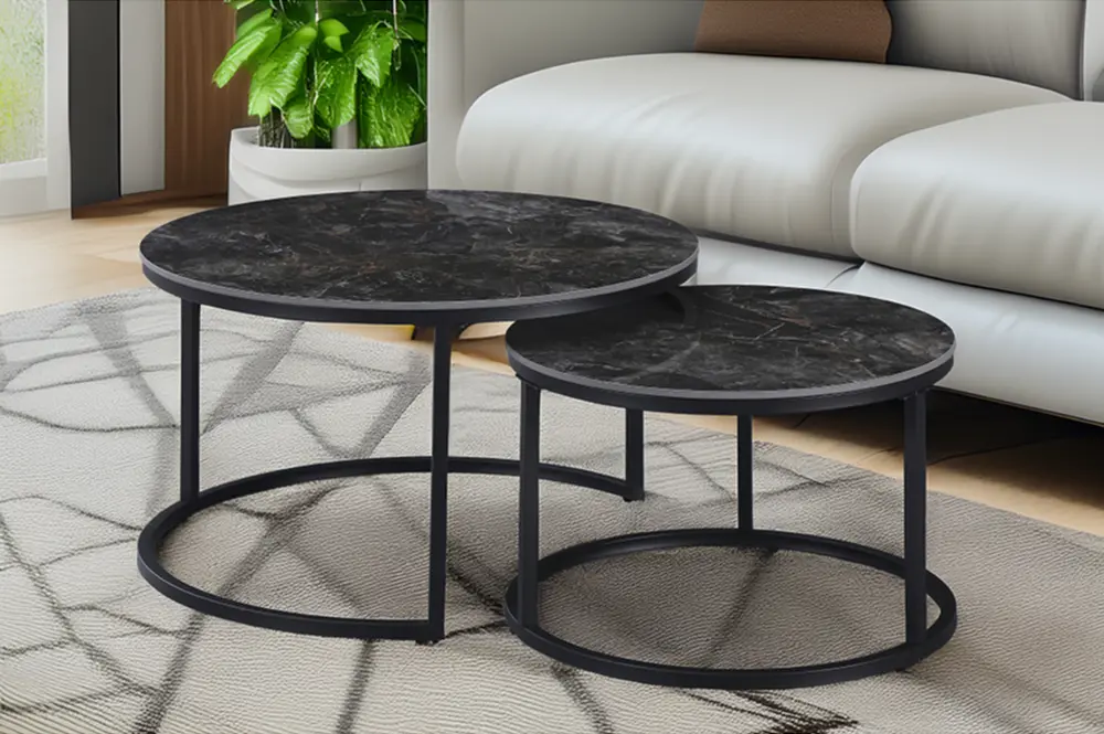 Set masute pentru reviste Tempo Kondela Lastro (Black Marble)