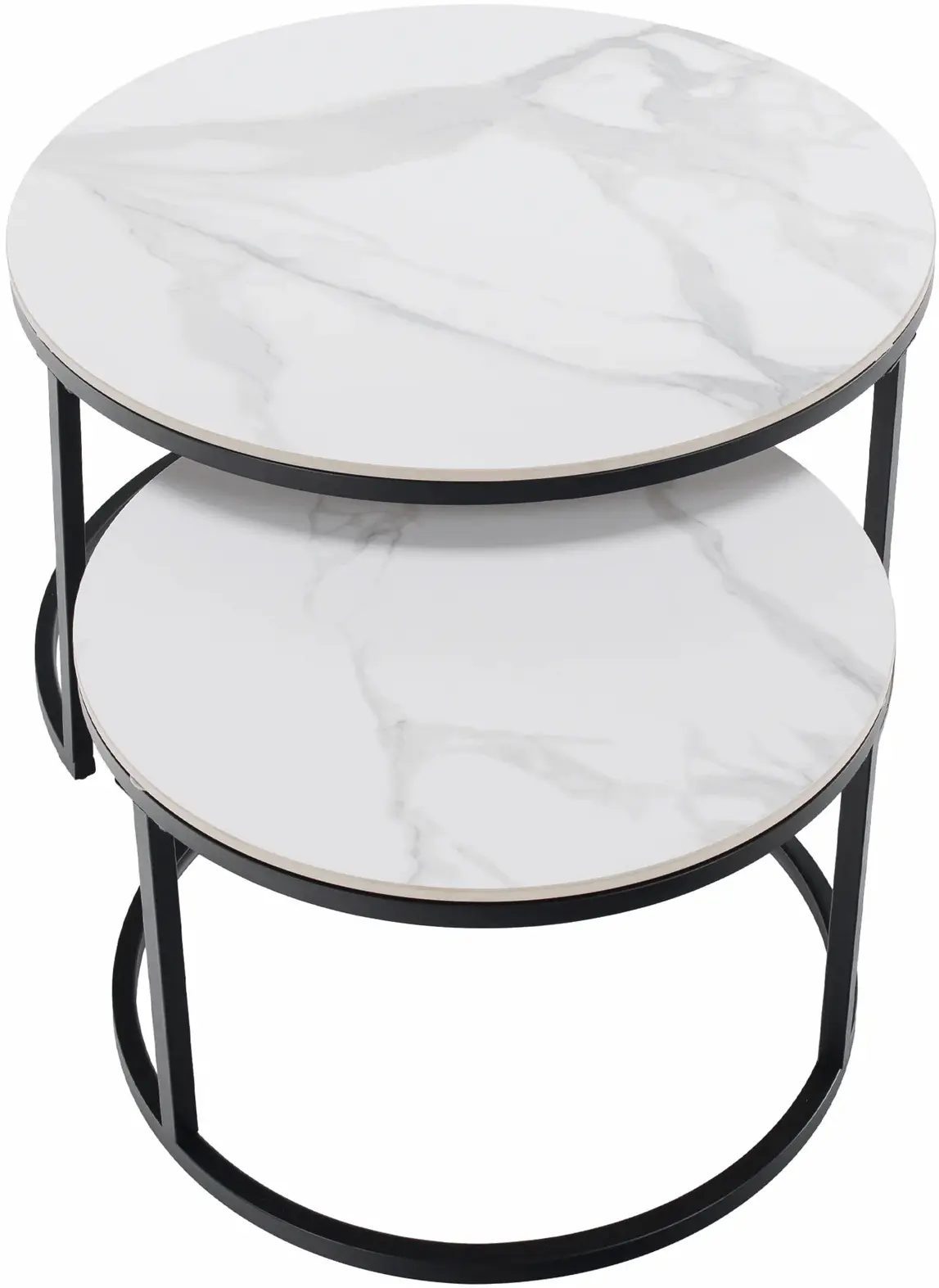 Set masute pentru reviste Tempo Kondela Lastro New (White Marble/Black) - 3
