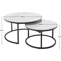Set masute pentru reviste Tempo Kondela Lastro New (White Marble/Black) Thumb
