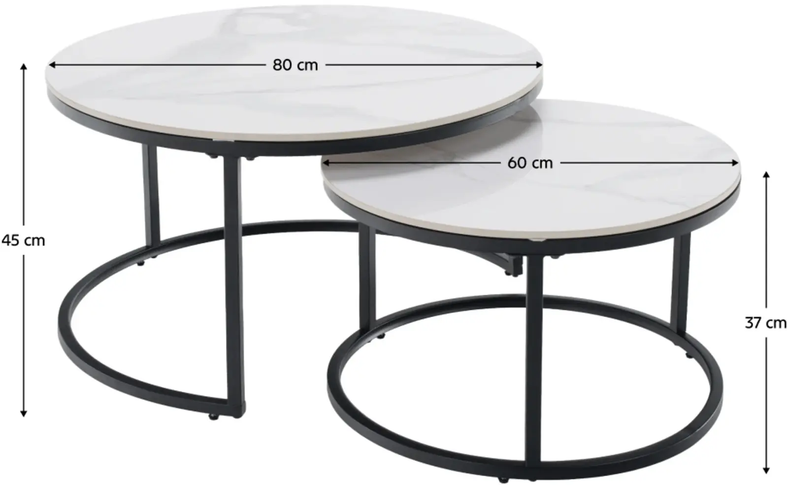 Set masute pentru reviste Tempo Kondela Lastro New (White Marble/Black) - 6