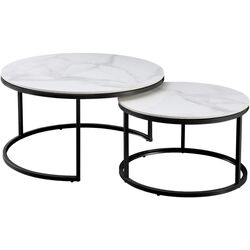 Набор журнальных столиков Tempo Kondela Lastro (White Marble/Black) Thumb