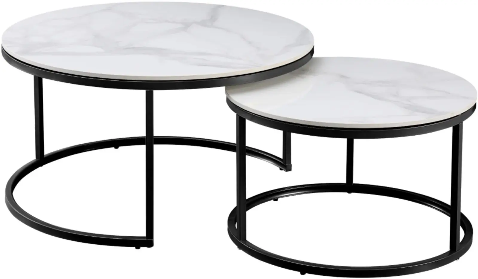 Набор журнальных столиков Tempo Kondela Lastro (White Marble/Black)