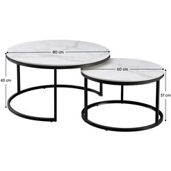 Набор журнальных столиков Tempo Kondela Lastro (White Marble/Black) Thumb