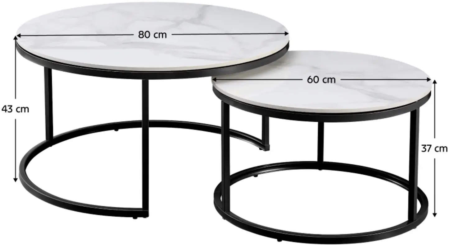 Набор журнальных столиков Tempo Kondela Lastro (White Marble/Black)