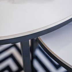 Набор журнальных столиков Tempo Kondela Lastro (White Marble/Black) Thumb