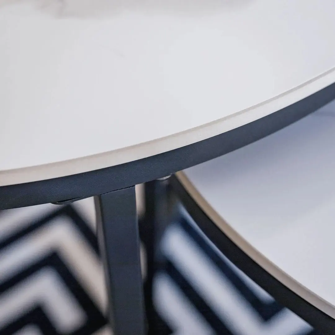 Набор журнальных столиков Tempo Kondela Lastro (White Marble/Black)