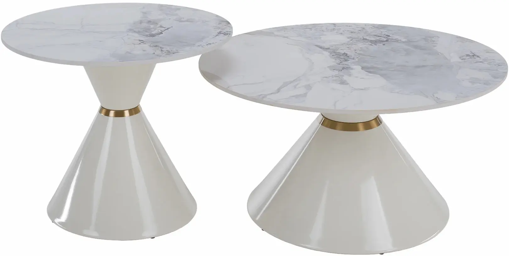 Set masute pentru reviste Tempo Kondela Mabuz New (White Marble/White) - 2