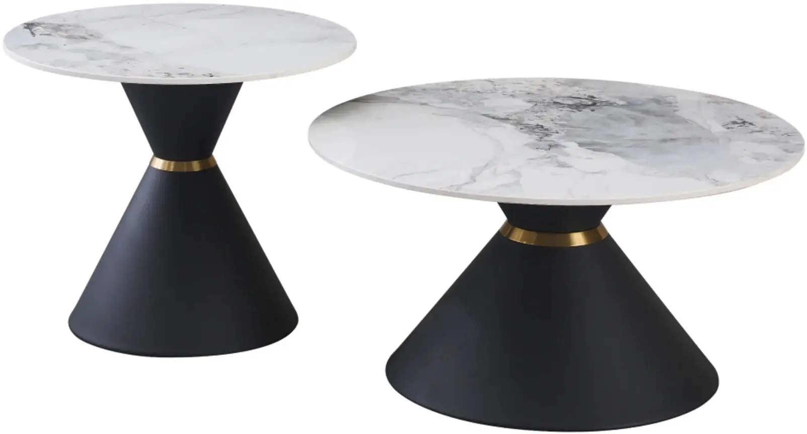 Набор журнальных столиков Tempo Kondela Mabuz (White Marble/Black/Gold)