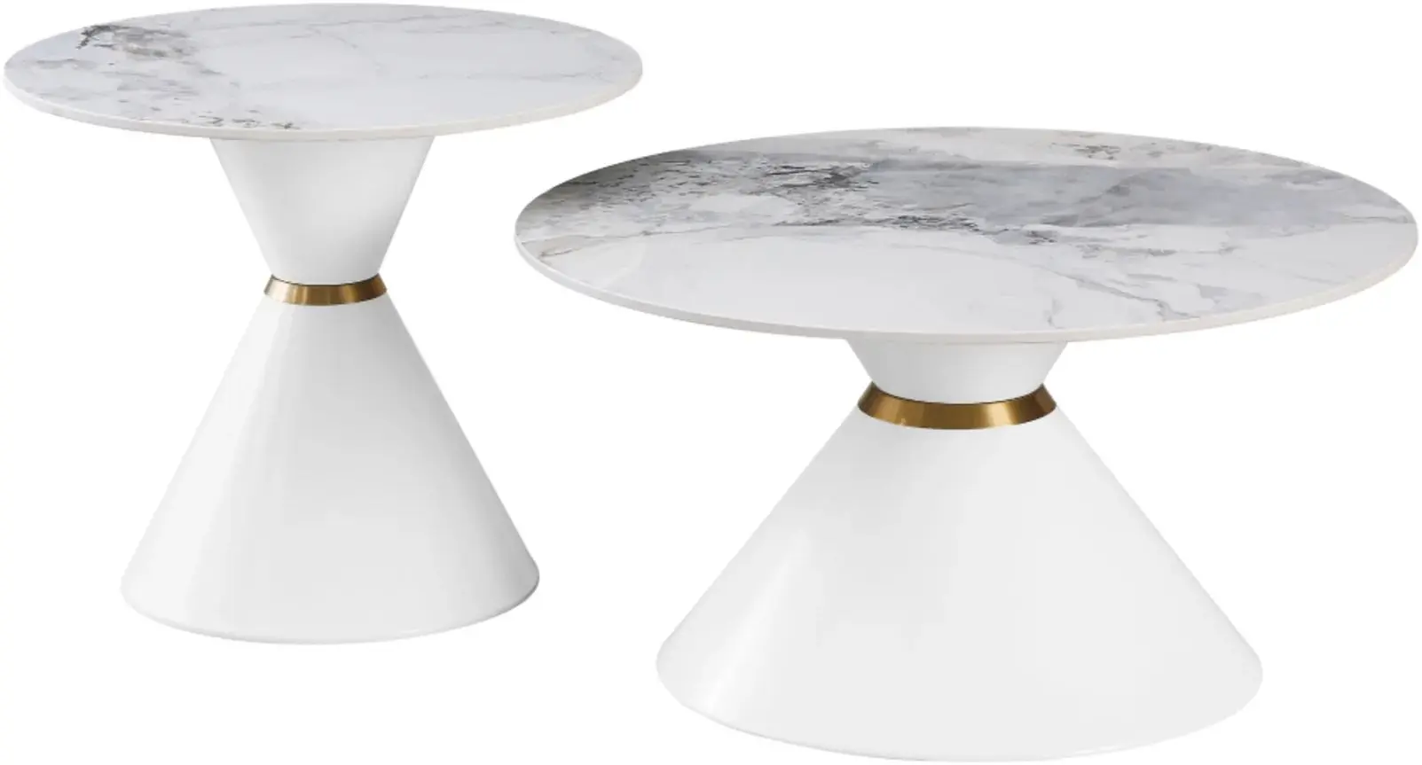 Set masute pentru reviste Tempo Kondela Mabuz (White Marble/White/Gold)