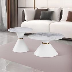 Set masute pentru reviste Tempo Kondela Mabuz (White Marble/White/Gold) Thumb