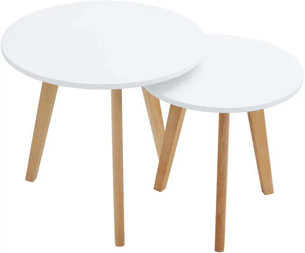 Набор журнальных столиков Tempo Kondela Malto 2 New (White/Beech) - 2