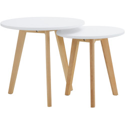 Набор журнальных столиков Tempo Kondela Malto 2 New (White/Beech) Thumb