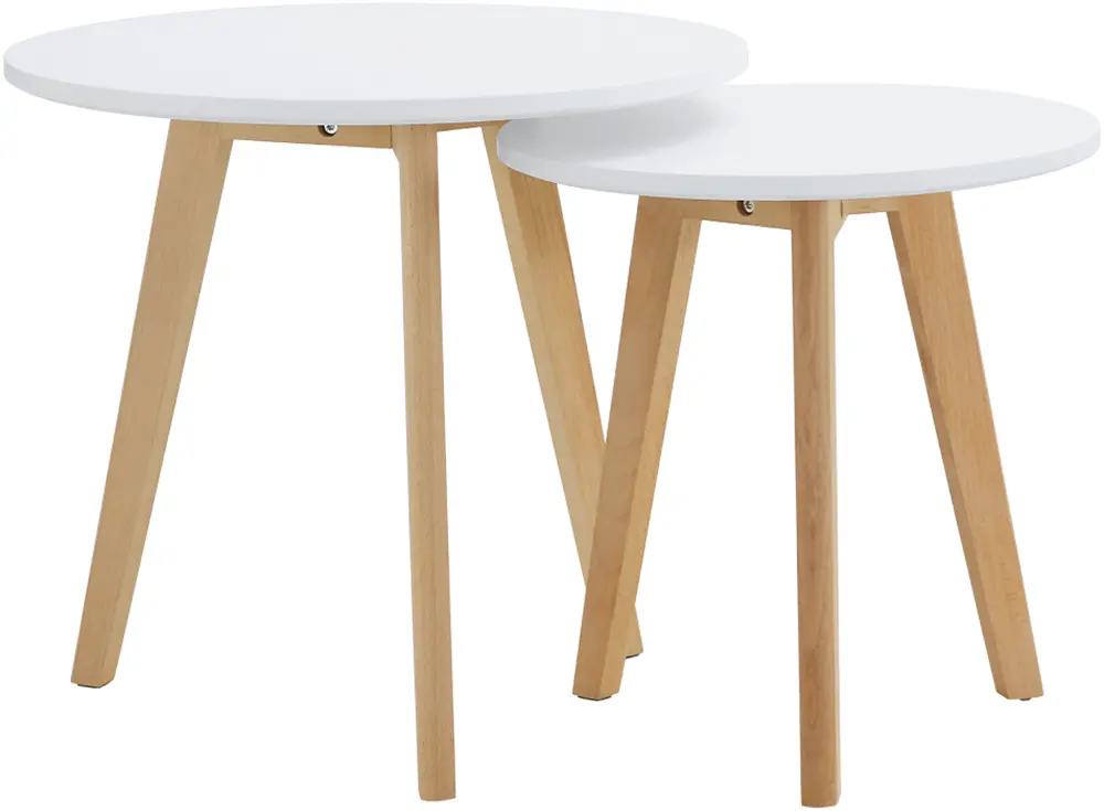 Набор журнальных столиков Tempo Kondela Malto 2 New (White/Beech) - 3