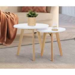 Набор журнальных столиков Tempo Kondela Malto 2 New (White/Beech)