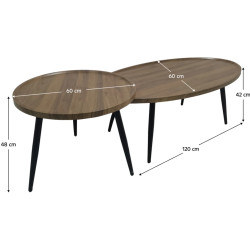 Set masute pentru reviste Tempo Kondela Silvio (Oak/Black) Thumb