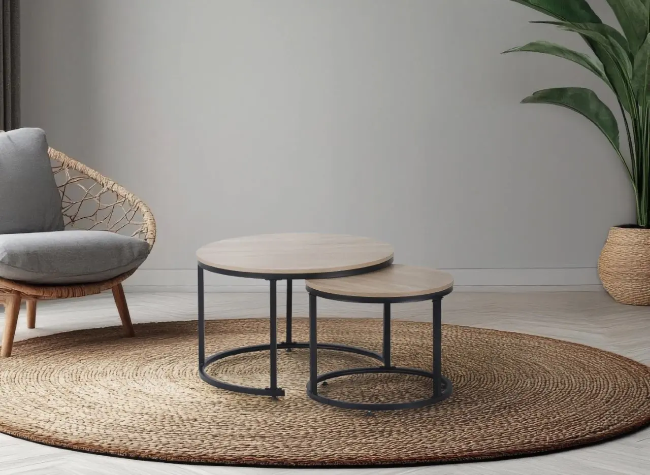 Набор журнальных столиков Tempo Kondela Tarni (Sonoma Oak/Black)