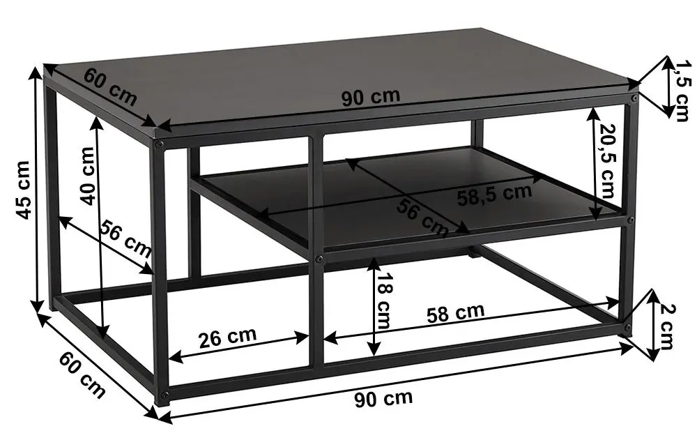 Masa pentru reviste Tempo Kondela Barmio (Graphite/Black)