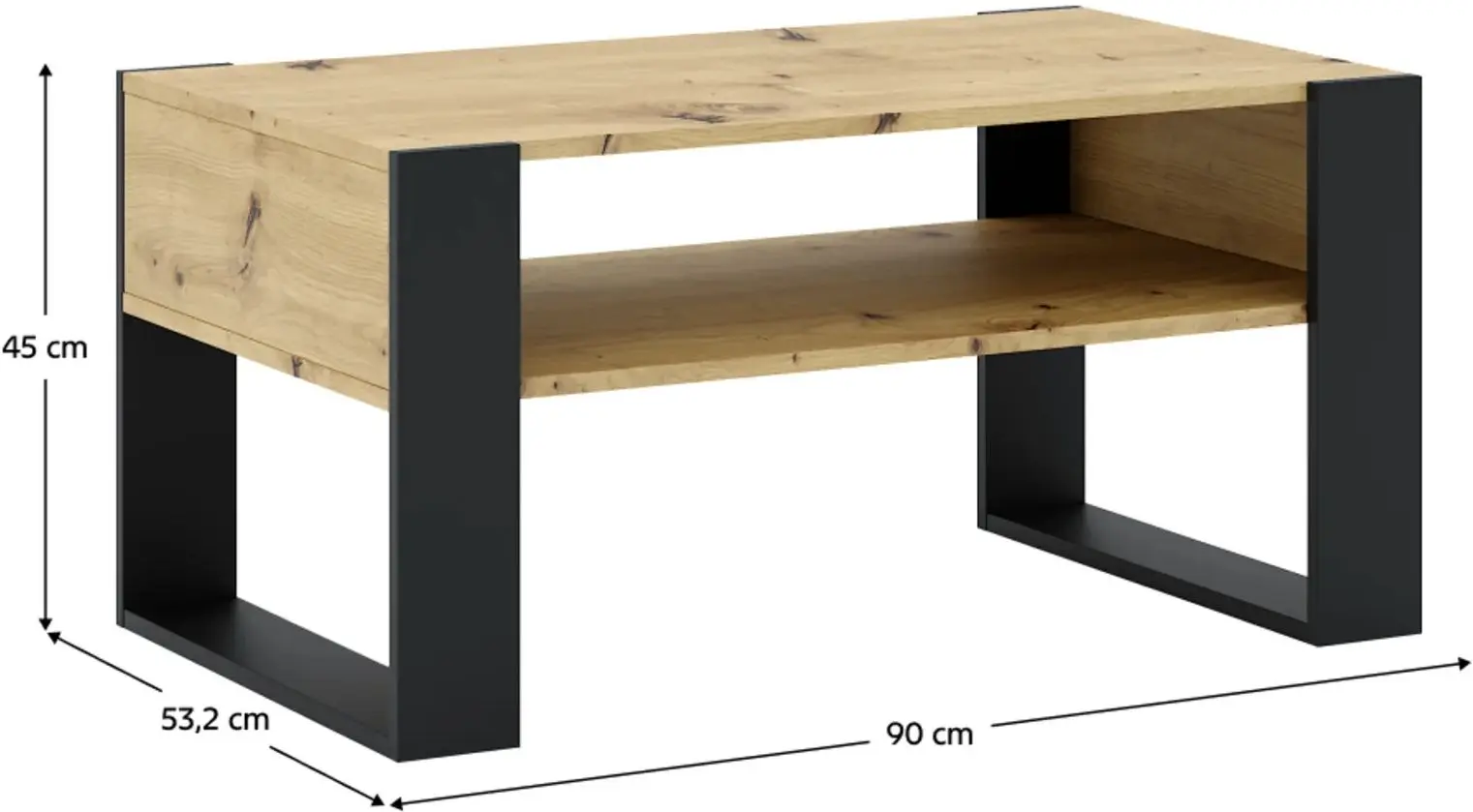 Masa pentru reviste Tempo Kondela Cara 1 (Artisan Oak/Black) - 5