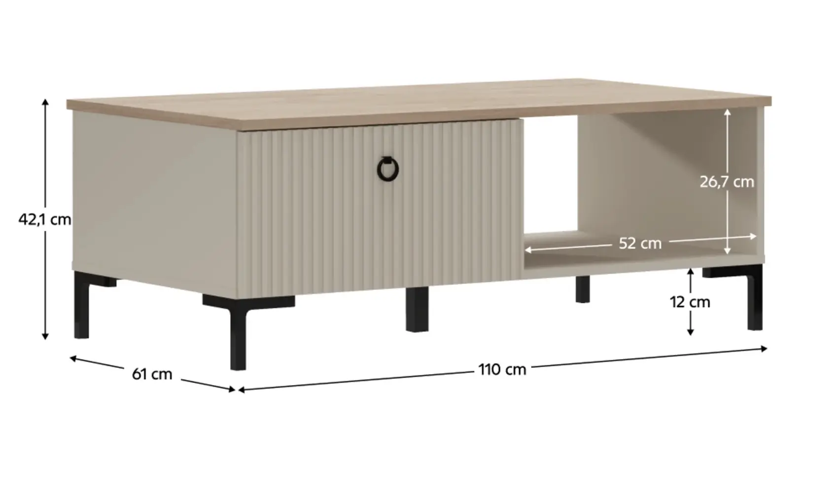 Masa pentru reviste Tempo Kondela Domca 1S (Taupe Grey-Brown/Silverjack Oak) - 6