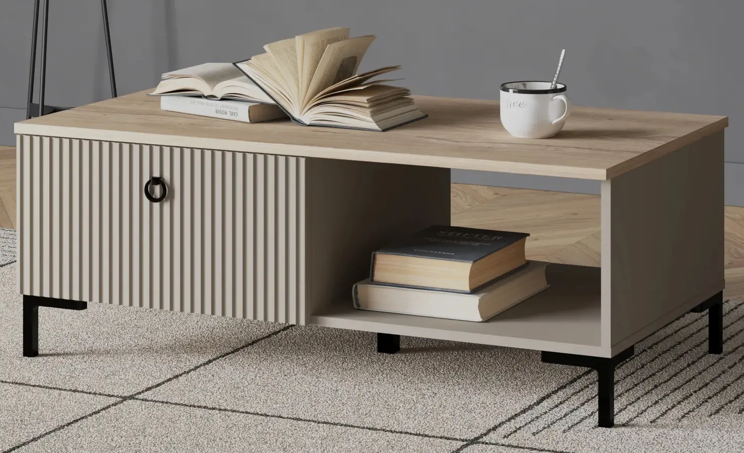 Masa pentru reviste Tempo Kondela Domca 1S (Taupe Grey-Brown/Silverjack Oak)