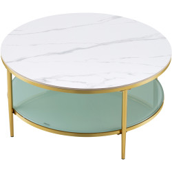 Masa pentru reviste Tempo Kondela Enion 2 New (Chrome Gold/Light Marble) Thumb