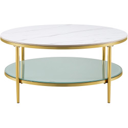 Masa pentru reviste Tempo Kondela Enion 2 New (Chrome Gold/Light Marble) Thumb