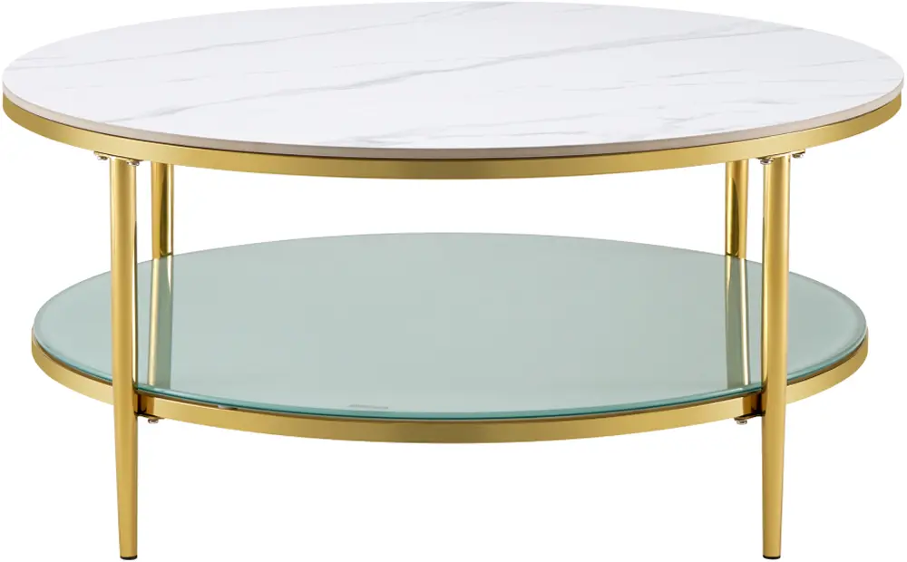 Masa pentru reviste Tempo Kondela Enion 2 New (Chrome Gold/Light Marble)