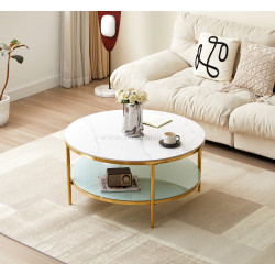 Masa pentru reviste Tempo Kondela Enion 2 New (Chrome Gold/Light Marble)