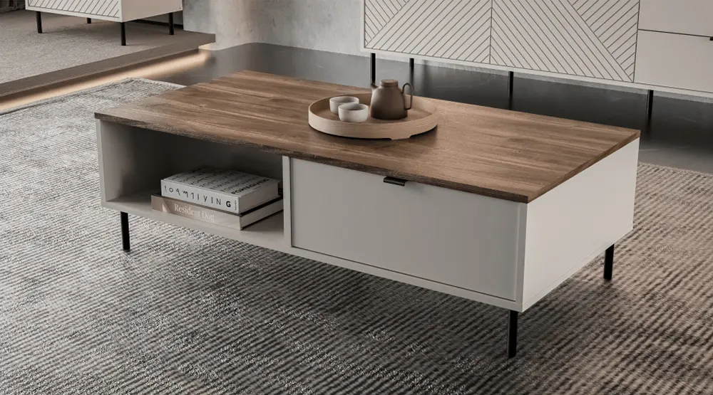 Masa pentru reviste Tempo Kondela Eyco 2S/110 (Cashmere/Castello Oak)