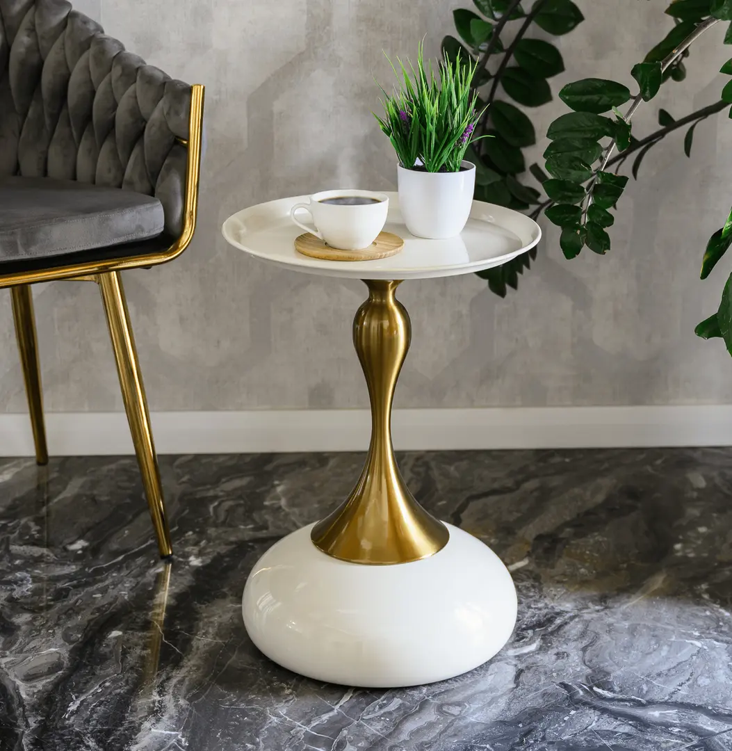 Masa pentru reviste Tempo Kondela Fej (Ivory White/Gold)