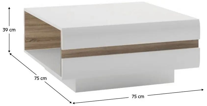Журнальный столик Tempo Kondela HG Lynatet Typ 71 (White Gloss/Sonoma Oak)