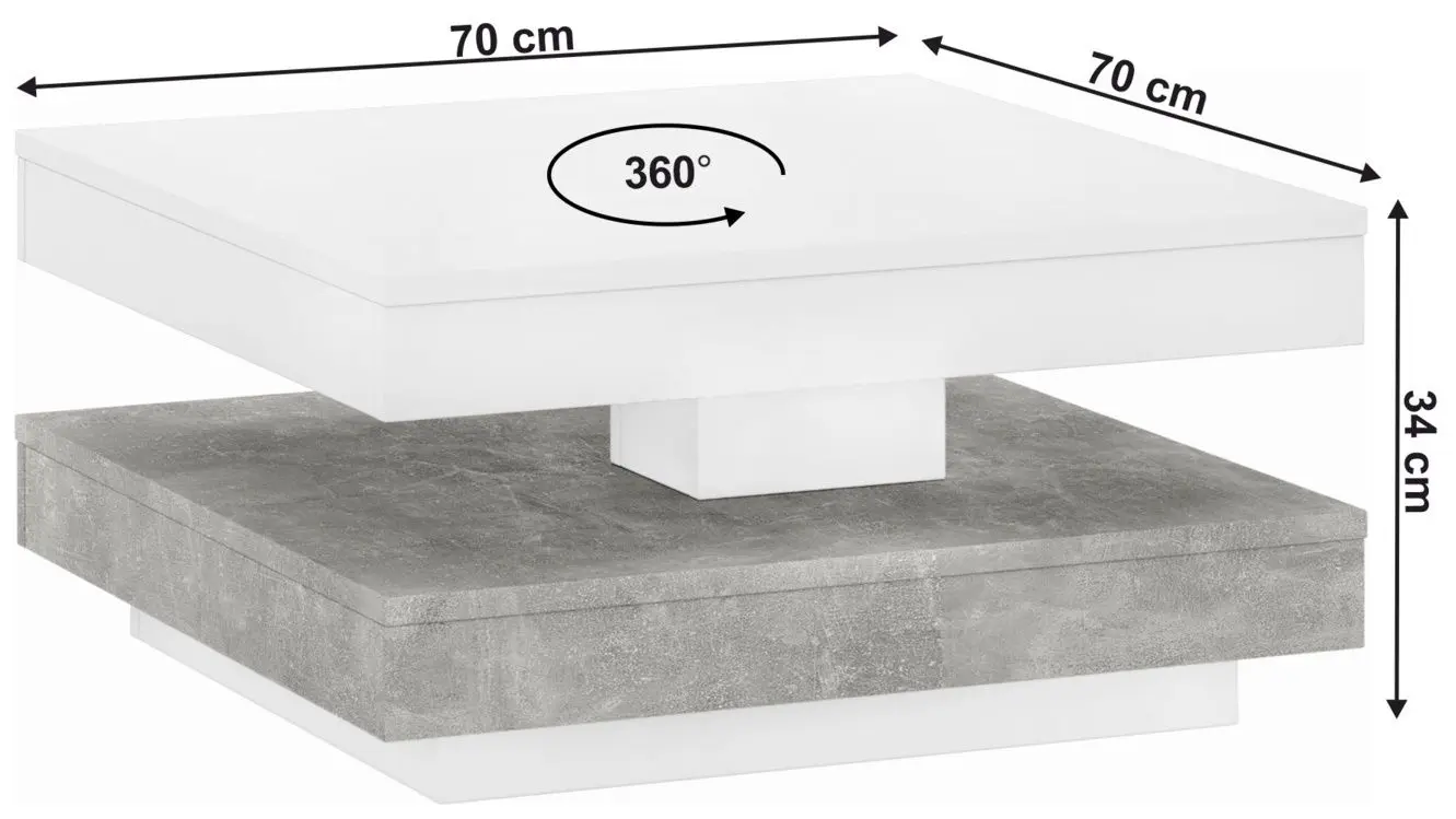 Журнальный столик Tempo Kondela Mandy 70 (Concrete/White)