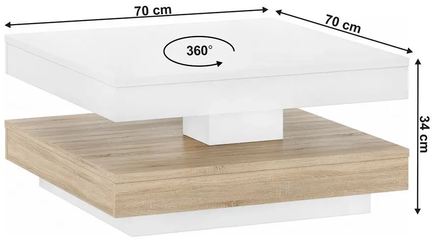 Masa pentru reviste Tempo Kondela Mandy 70 (Sonoma Oak/White) - 2