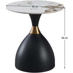 Masa pentru reviste Tempo Kondela Odis (White Marble/Black/Gold) Thumb