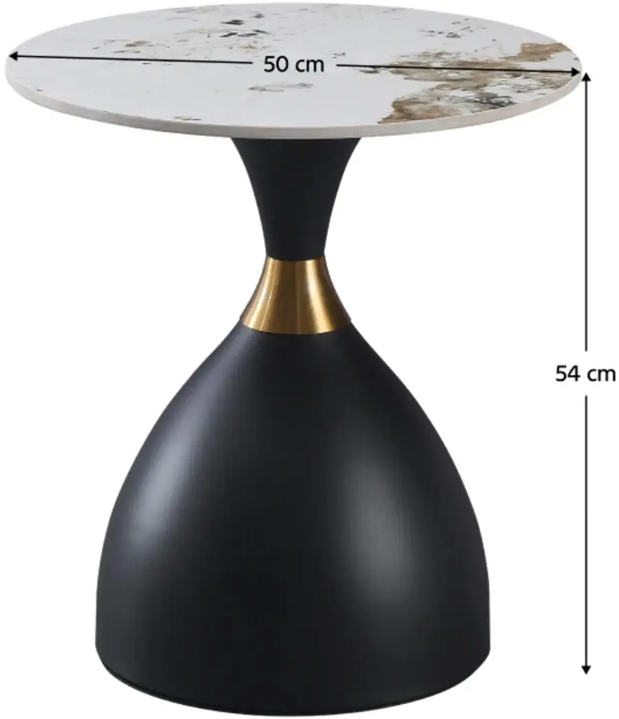 Masa pentru reviste Tempo Kondela Odis (White Marble/Black/Gold)