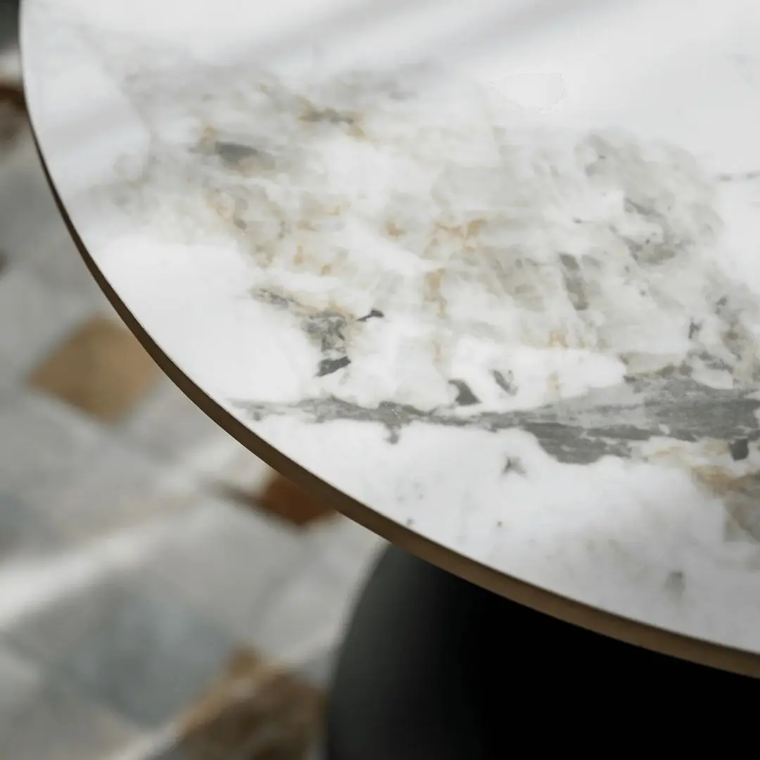 Masa pentru reviste Tempo Kondela Odis (White Marble/Black/Gold)