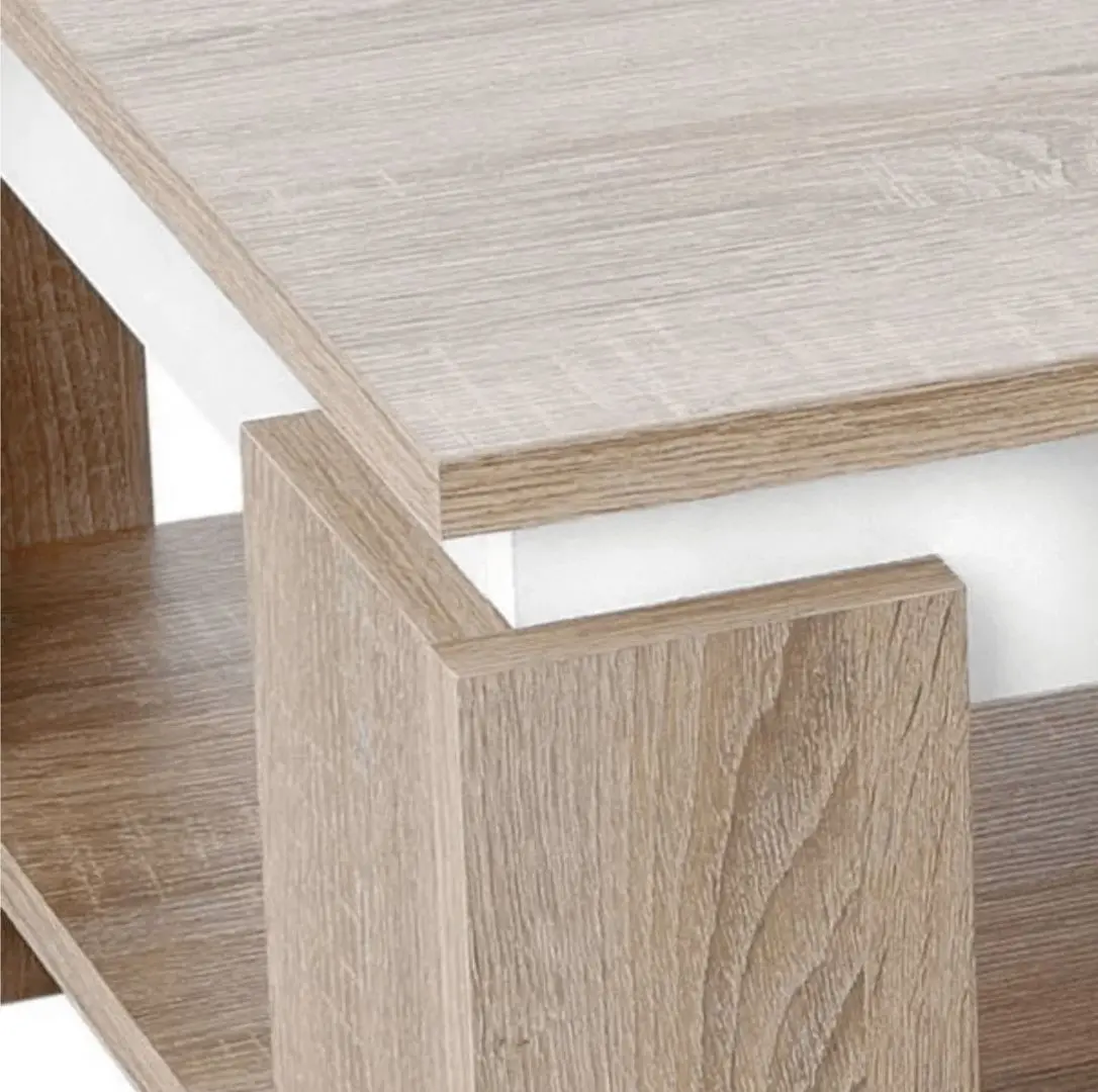 Журнальный столик Tempo Kondela Piani 90 (Sonoma Oak/White)