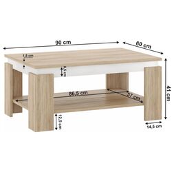 Журнальный столик Tempo Kondela Piani 90 (Sonoma Oak/White) Thumb