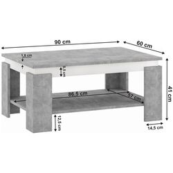 Masa pentru reviste Tempo Kondela Piani (Concrete/White) Thumb