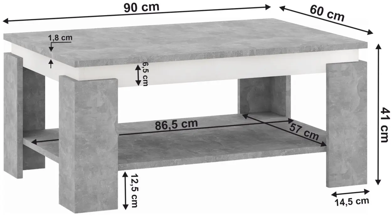 Masa pentru reviste Tempo Kondela Piani (Concrete/White) - 3