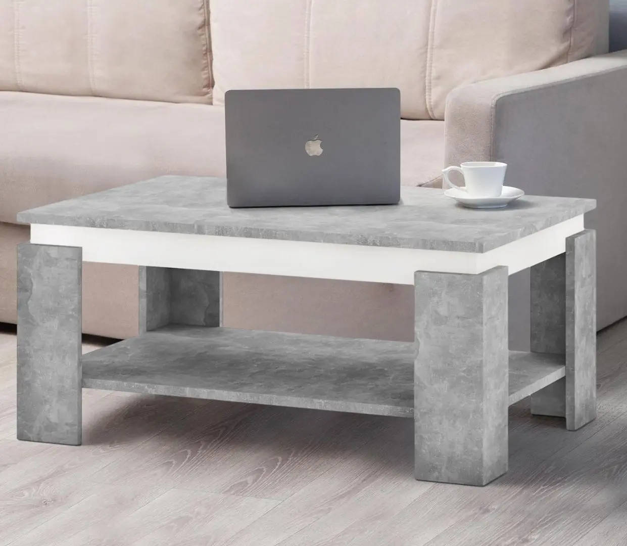 Masa pentru reviste Tempo Kondela Piani (Concrete/White)