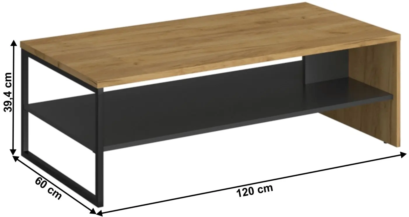 Masa pentru reviste Tempo Kondela Santana 120 (Craft Oak Golden/Anthracite) - 5