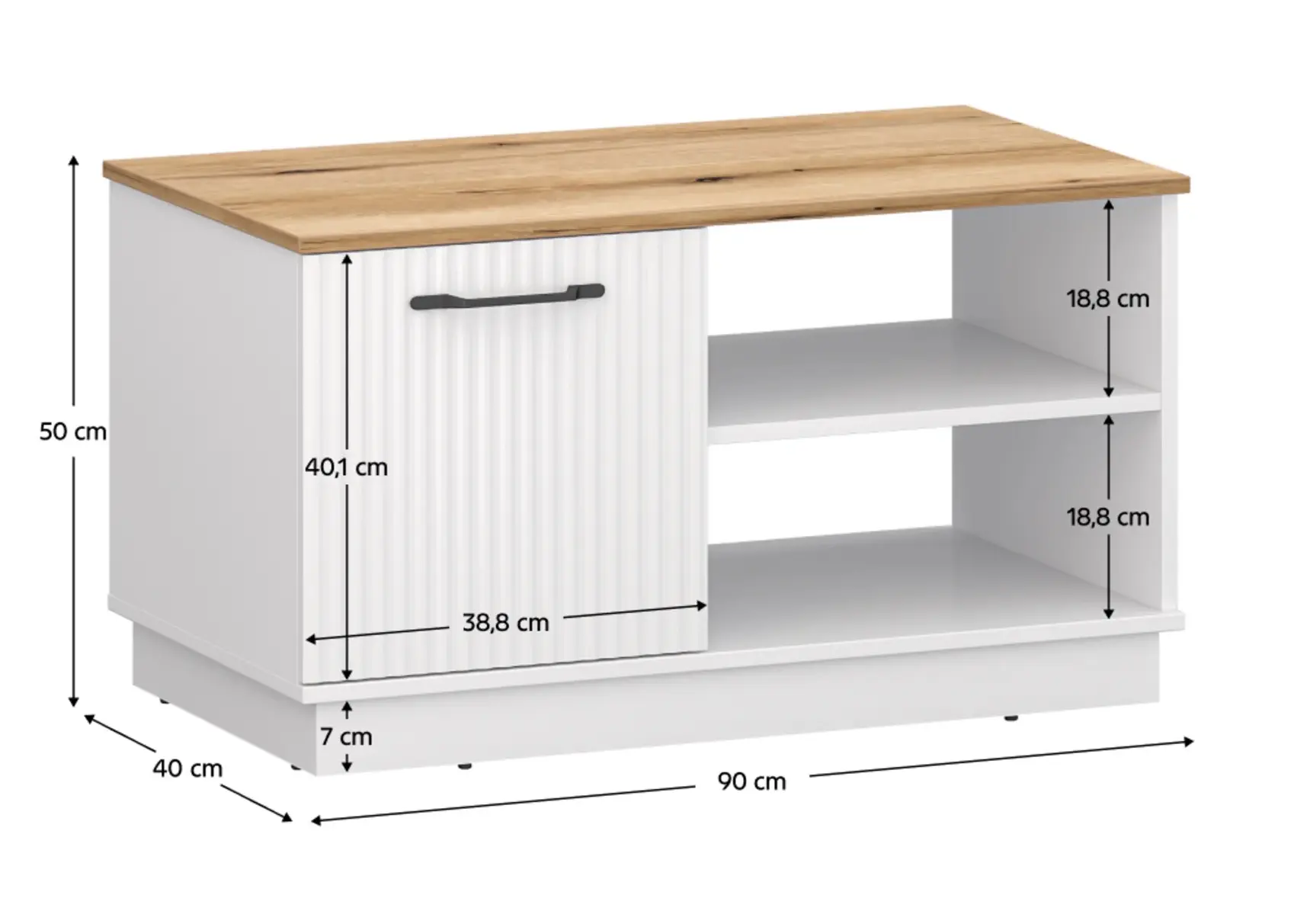 Masa pentru reviste Tempo Kondela Velis 1D (White/Evoke Oak) - 4
