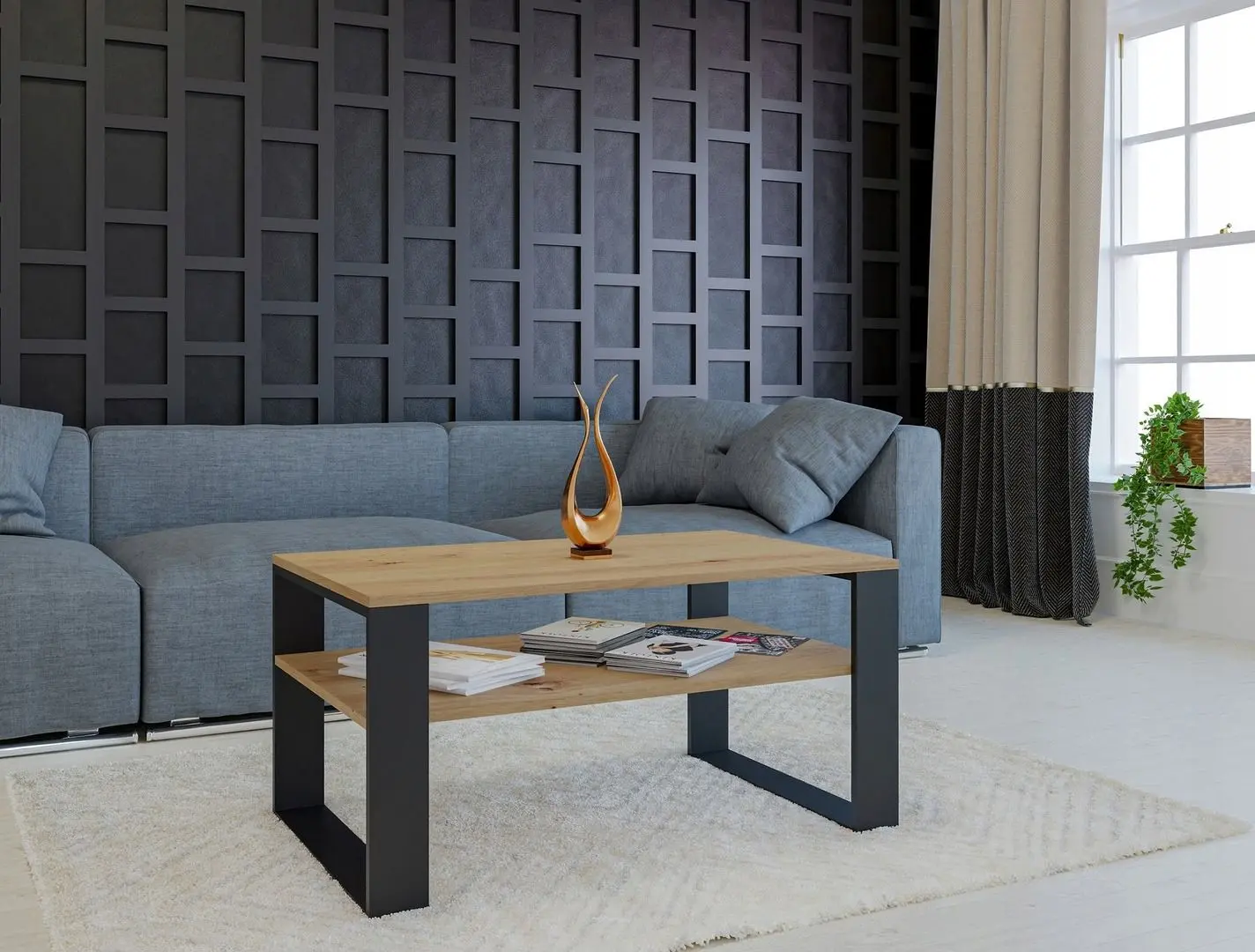 Masa pentru reviste TopEshop Modern 1P (Artisan Oak/Black)