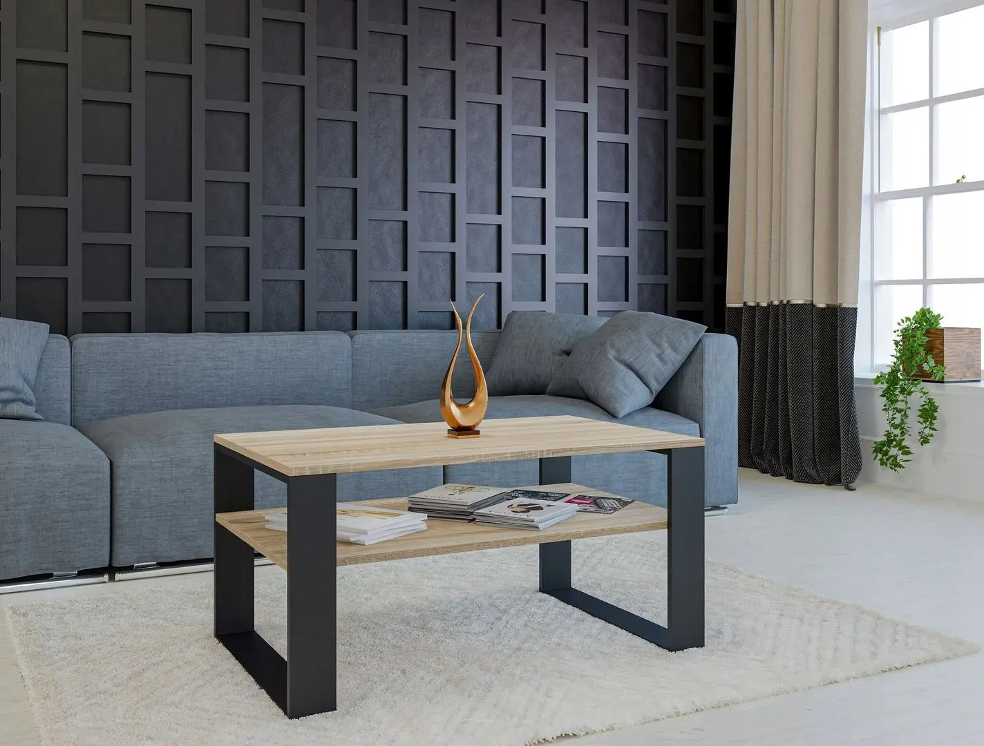 Masa pentru reviste TopEshop Modern 1P (Sonoma Oak/Black)